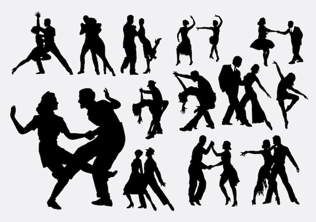 Tango and salsa dance silhouette