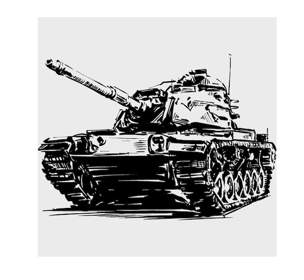 Tank at the battlefield drawing style