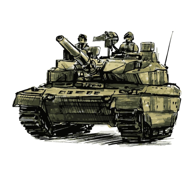 The tank at battlefield drawing style