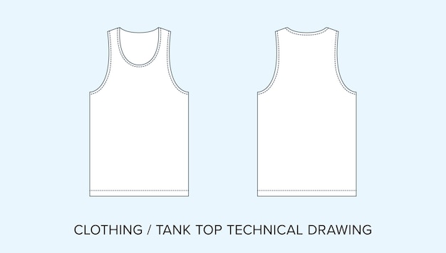 Tank Top Technical Drawing Apparel Blueprint for Fashion Designers