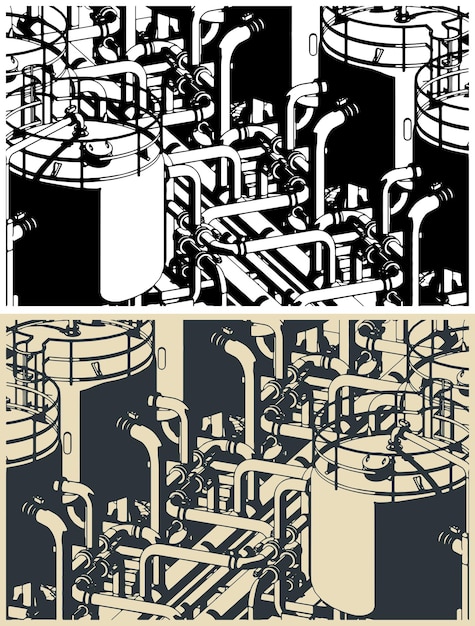 Tanks in chemical production blueprint