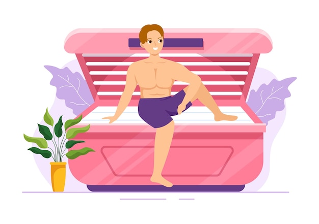 Tanning Bed Procedure to Get Exotic Skin at the Spa Salon Solarium in Illustration