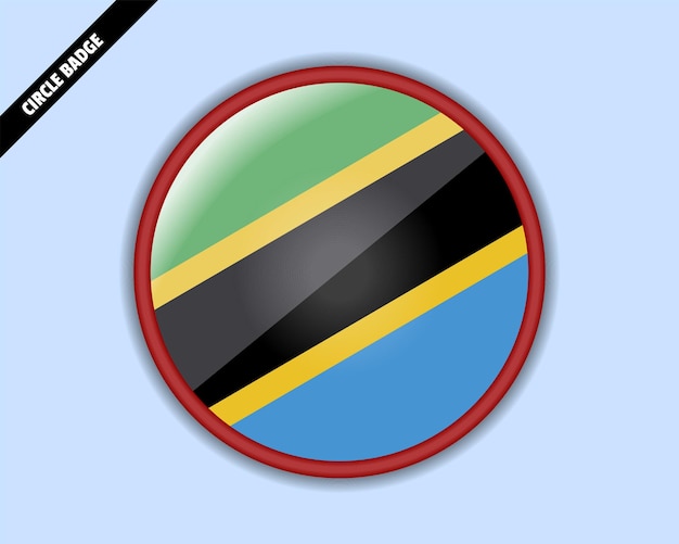 Tanzania flag circle badge vector design rounded sign with reflection