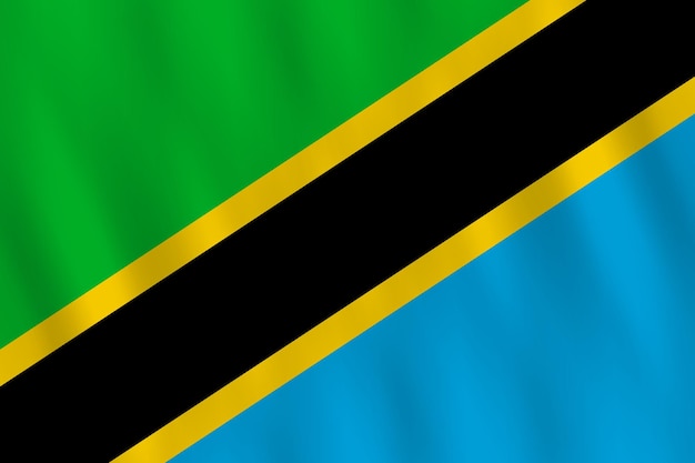 Tanzania flag with waving effect, official proportion.