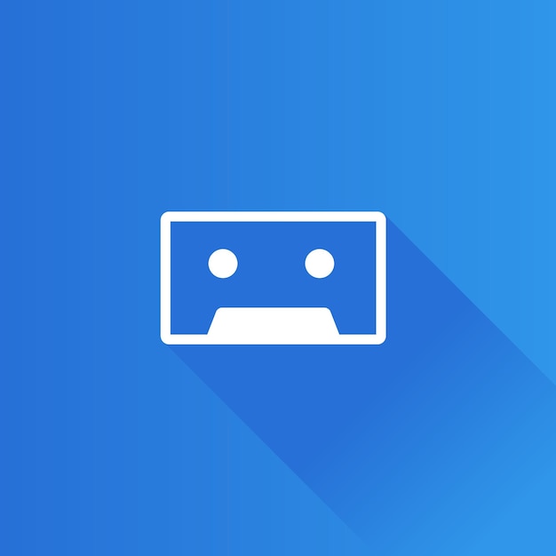 Tape cassette flat color icon long shadow vector illustration