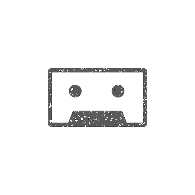 Tape cassette icon in grunge texture vector illustration