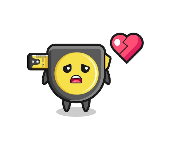 Tape measure cartoon illustration is broken heart , cute design