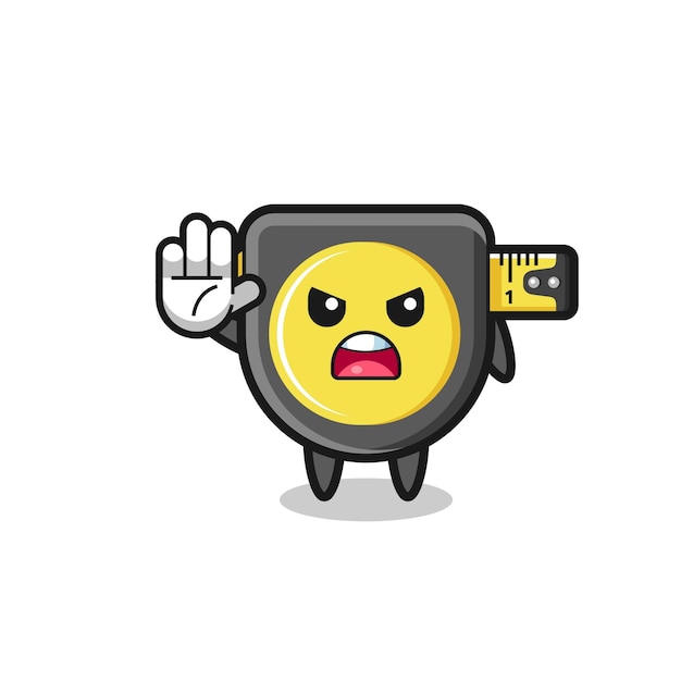 Tape measure character doing stop gesture