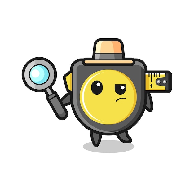 Tape measure detective character is analyzing a case