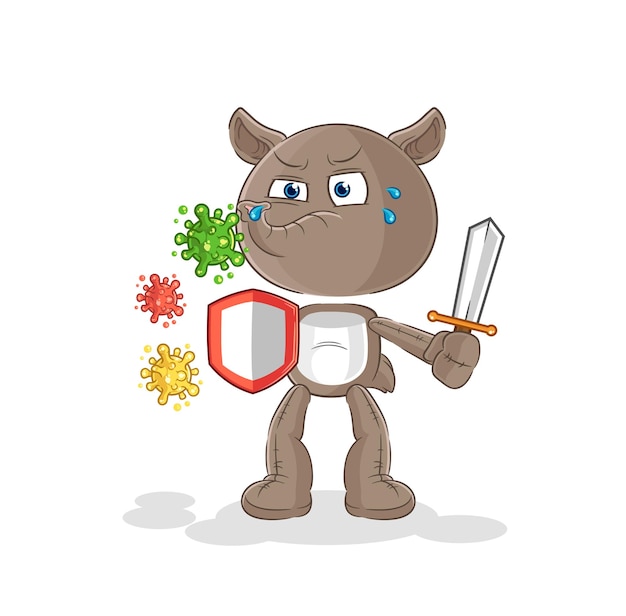 Tapir against viruses cartoon cartoon mascot vector