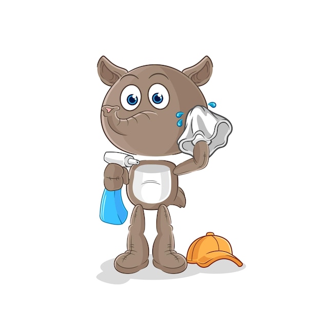 Tapir cleaner vector cartoon character