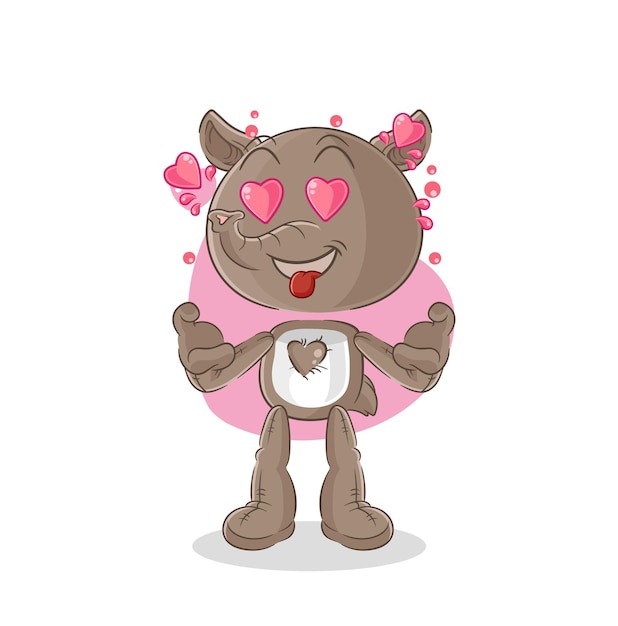 Tapir fallin love vector cartoon character