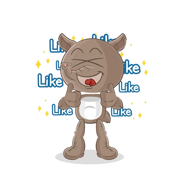 Tapir give lots of likes cartoon vector