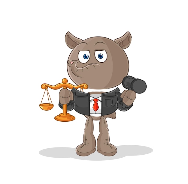 Tapir lawyer cartoon cartoon mascot vector