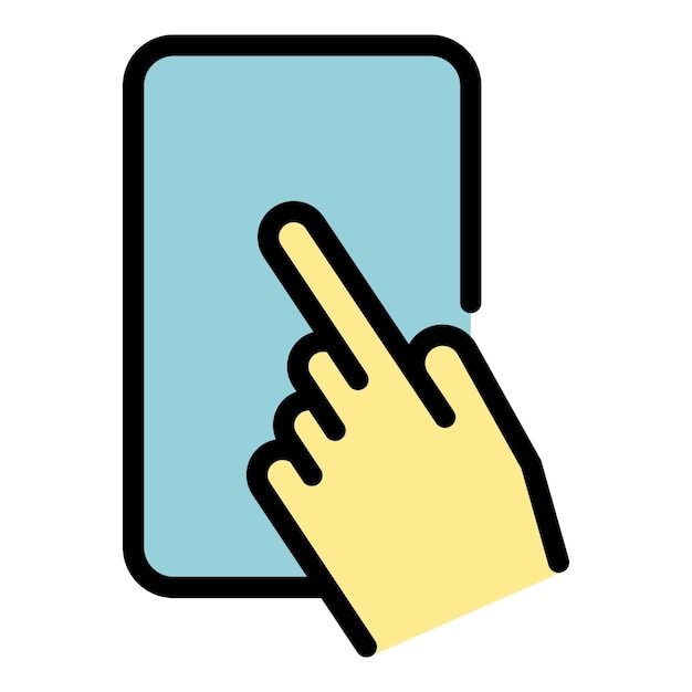 Vector tapping on smartphone icon outline tapping on smartphone vector icon color flat isolated