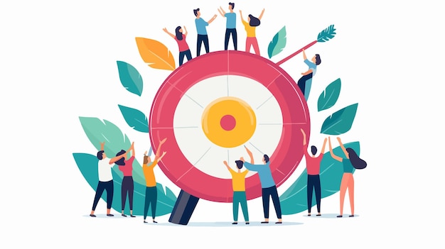 Vector target achieving success concept in flat vector illustration