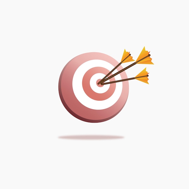 Target for business marketing goal to success 3D icon minimal design Vector illustration