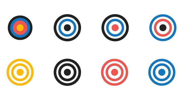 Target flat colored set vector aim accuracy colllection