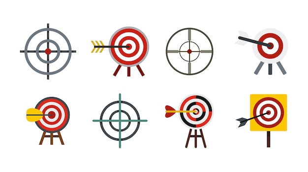 Target icon set. Flat set of target vector icons collection isolated