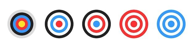 Target icons A set of goals Concept of strategy and business success Vector illustration