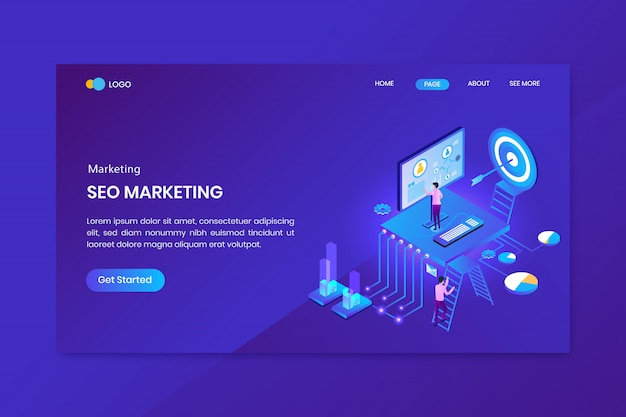 Target Marketing Isometric Concept Landing Page