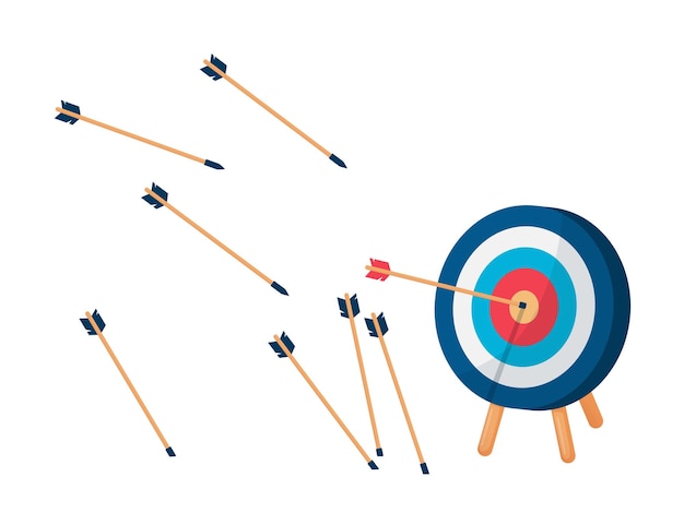 Target with arrow Concept of business strategy and challenge failure