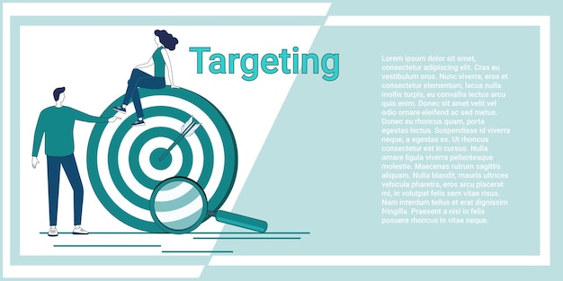 Targeting Goal search and business analytics People on the background of a large target