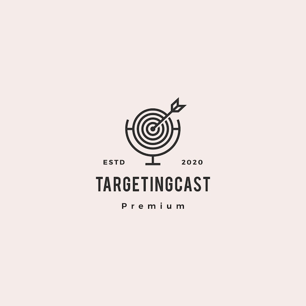 Targeting podcast logo hipster retro vintage icon for marketing blog video tutorial channel radio broadcast