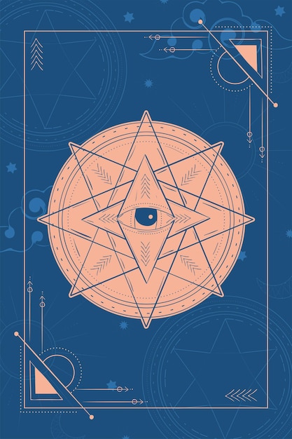 Tarot card with star shape esoterism sketch icon Vector