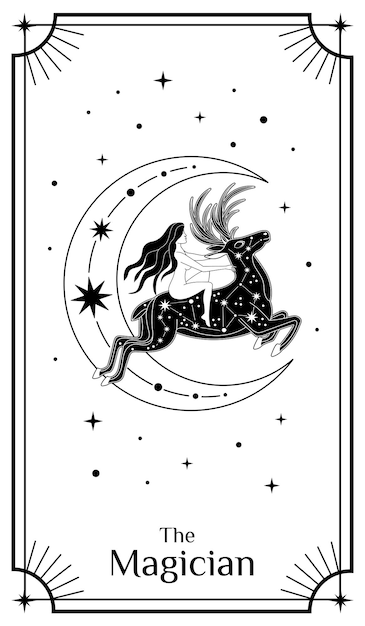 Tarot Cards Poster with mystical elements Moon and stars Vector illustration