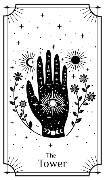 Vector tarot cards poster with mystical elements moon and stars vector illustration