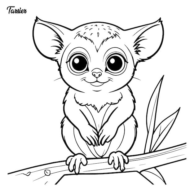 Tarsier coloring page and outline vector design