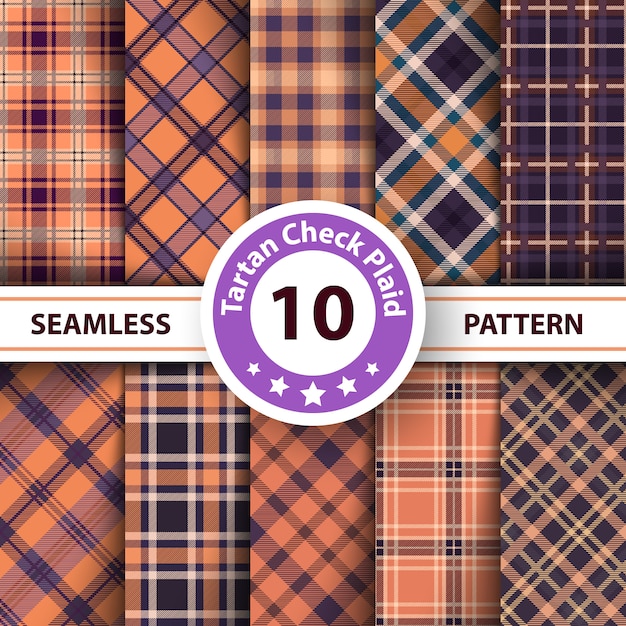 Tartan, Merry Christmas check plaid seamless patterns. 