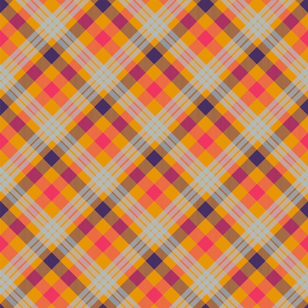 Tartan orange color seamless vector pattern