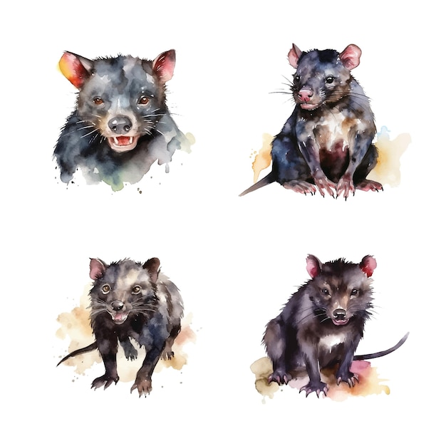 Tasmanian Devil watercolor paint collection