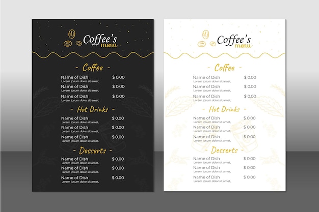 tasty coffee menu template