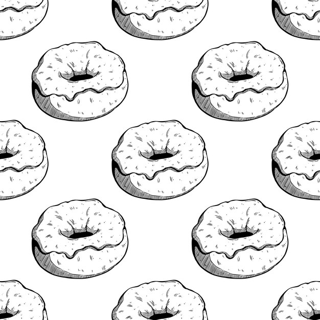 tasty donut seamless pattern with hand drawing or sketch style