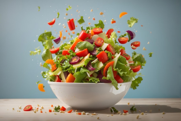 Tasty fresh salad with vegetables in the bowl