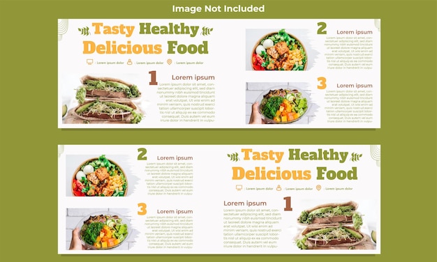 Tasty healthy food horizontal banner template design