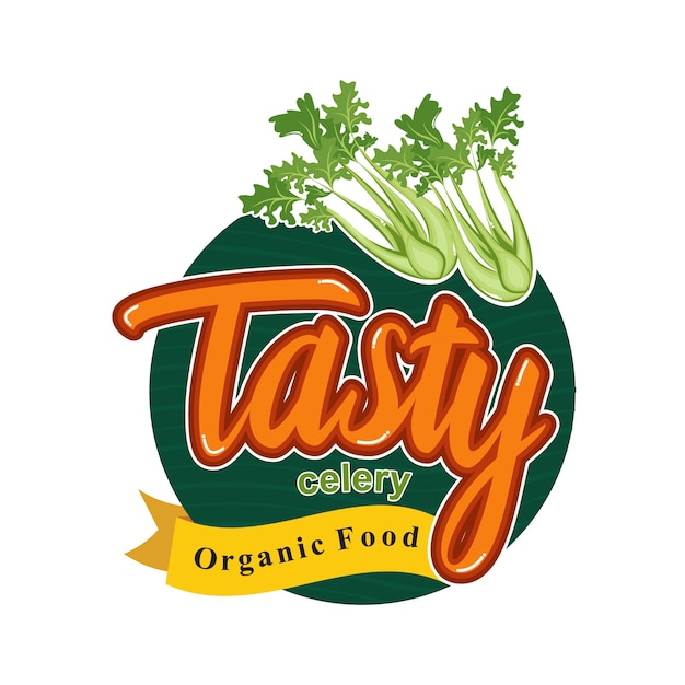 Tasty Healthy Meal with Fresh Celery Emblem Badge Sticker