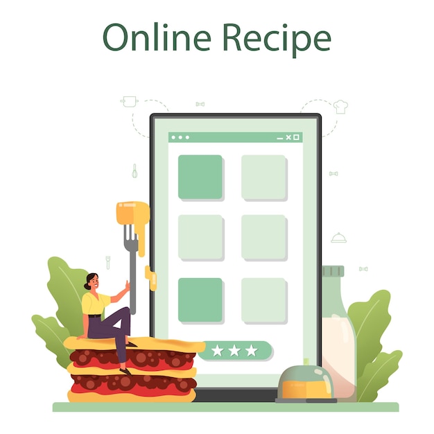 Vector tasty lasagna online service or platform