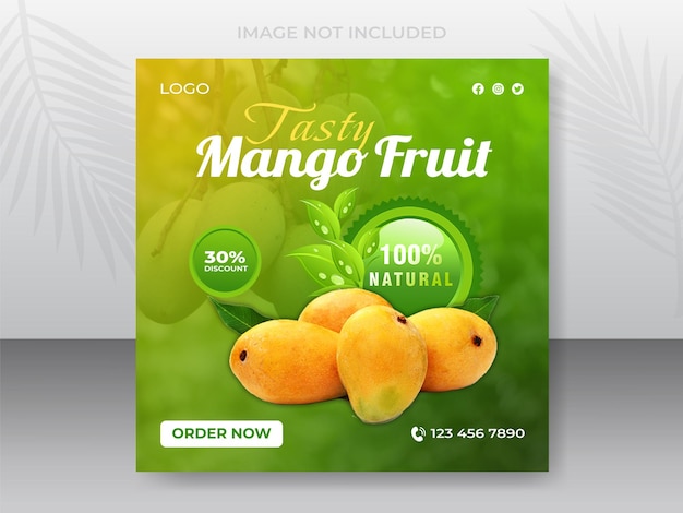 Tasty mango fruit for social media post design template