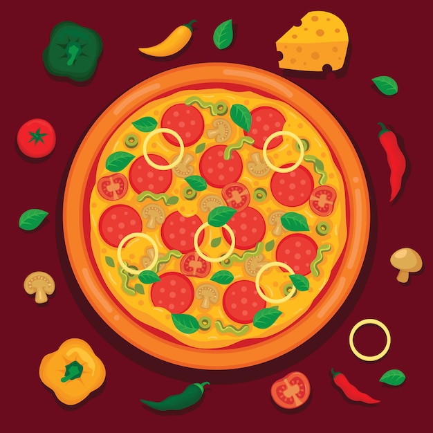 Tasty pizza vector illustration 