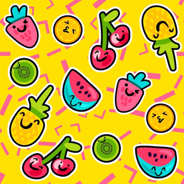 Tasty and sweet summer fruits art pattern