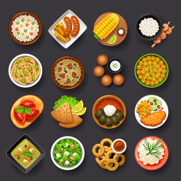 tasty vector icon set dishes 4