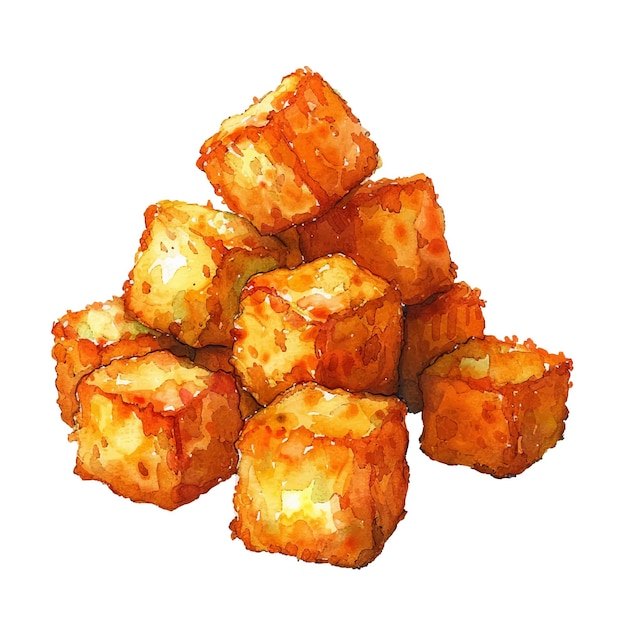 tater tots vector illustration in watercolour style