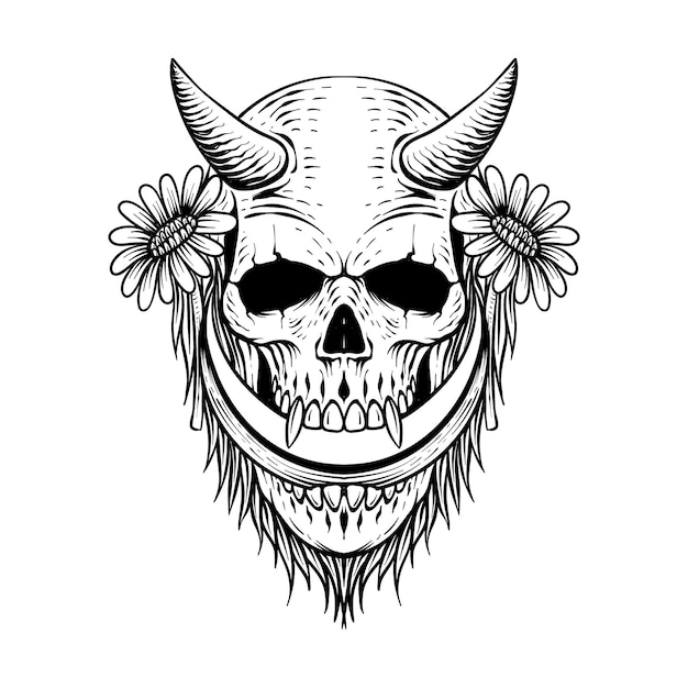 tattoo design skull with flower