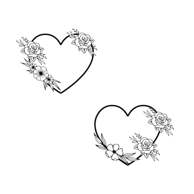 A tattoo design of two hearts with roses on the front.