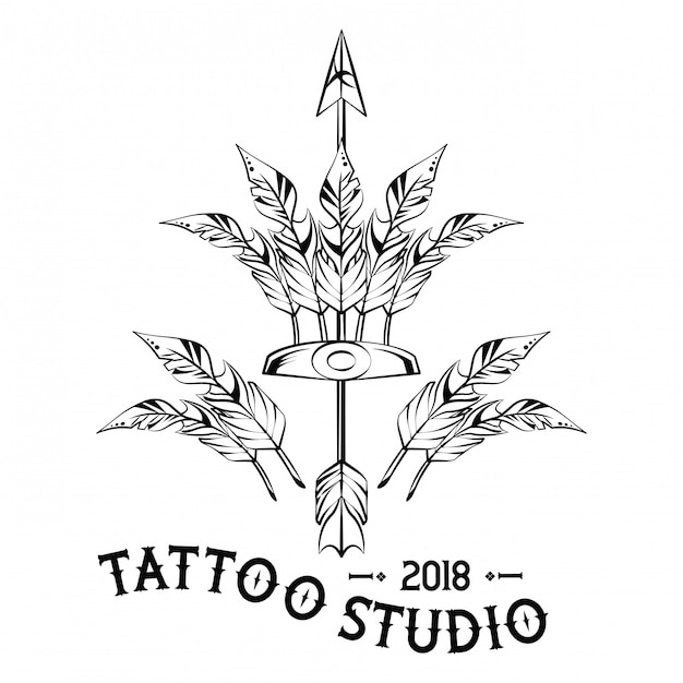 Vector tattoo design with old school drawings