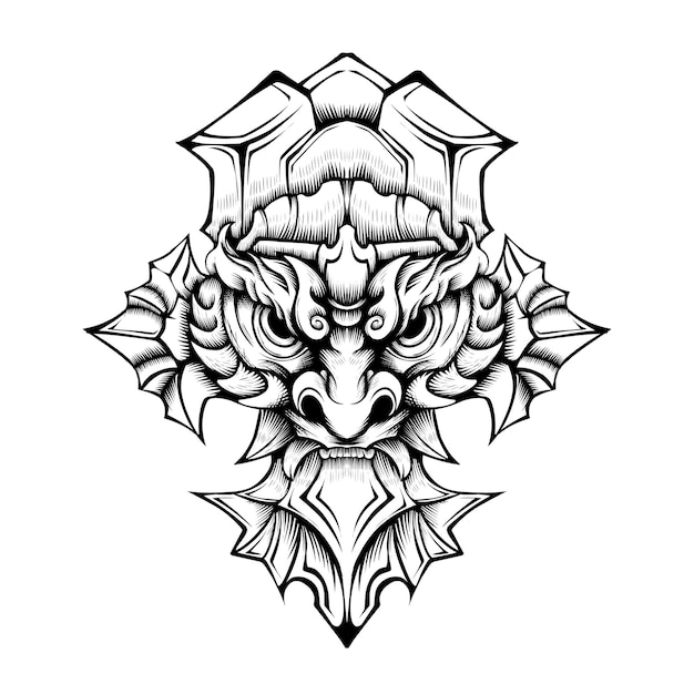 Tattoo devil mask vector design Free Vector